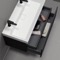 Double Floating Black Bathroom Vanity, Modern, 40